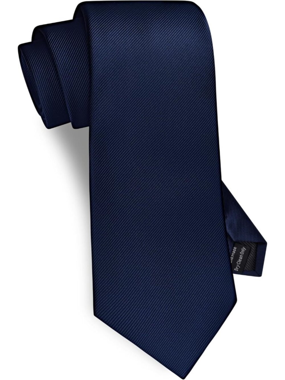 Men's Navy Blue Solid Twill Textured Woven Silk Formal Necktie For Wedding Dress